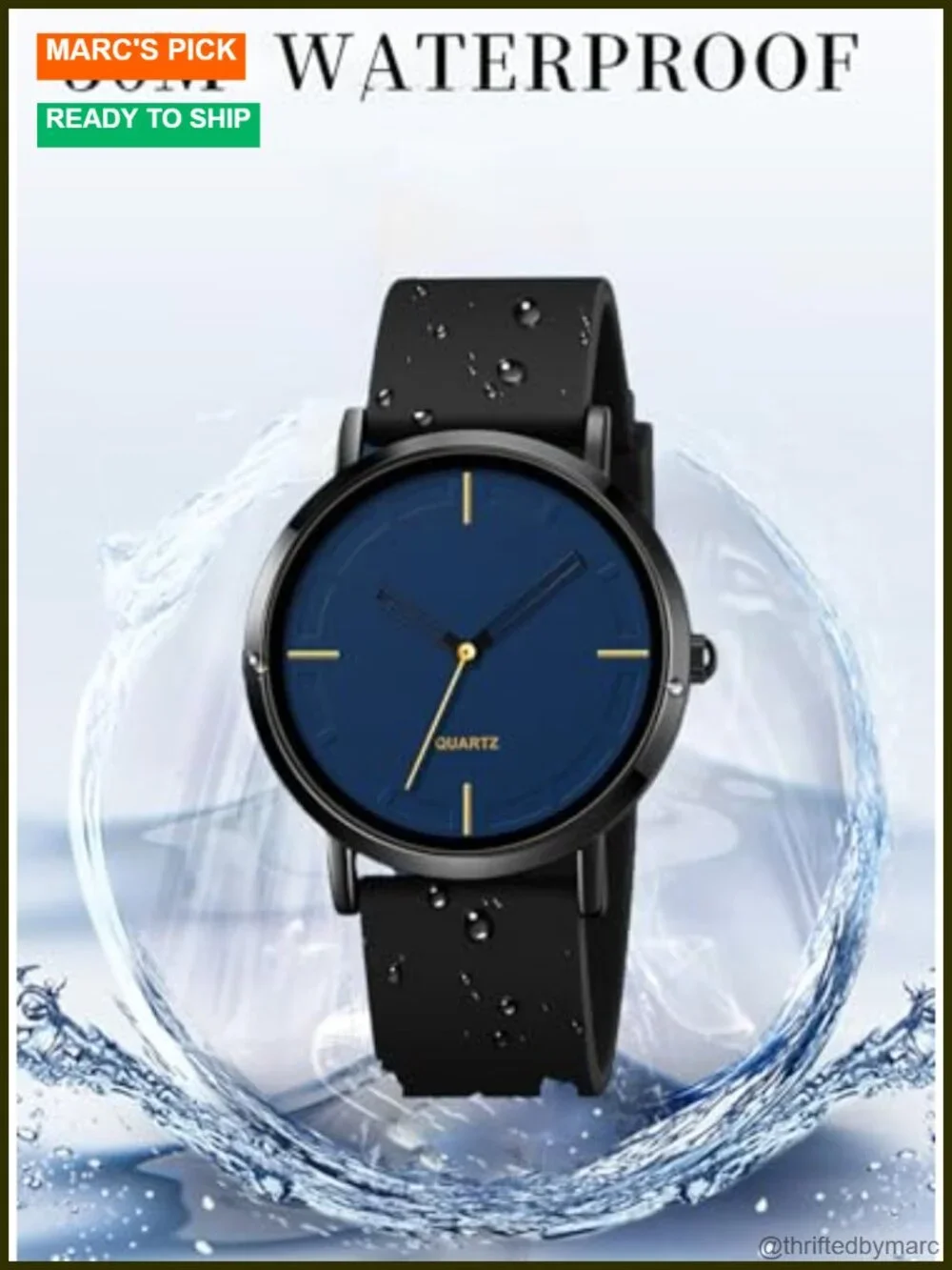 Unisex Minimalist Quartz Wrist Watch Silicone Strap Waterproof 40.5mm